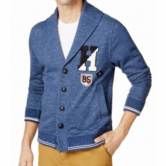 Tommy Hilfiger blue shawl collar cardigan - Picture 2 of 10